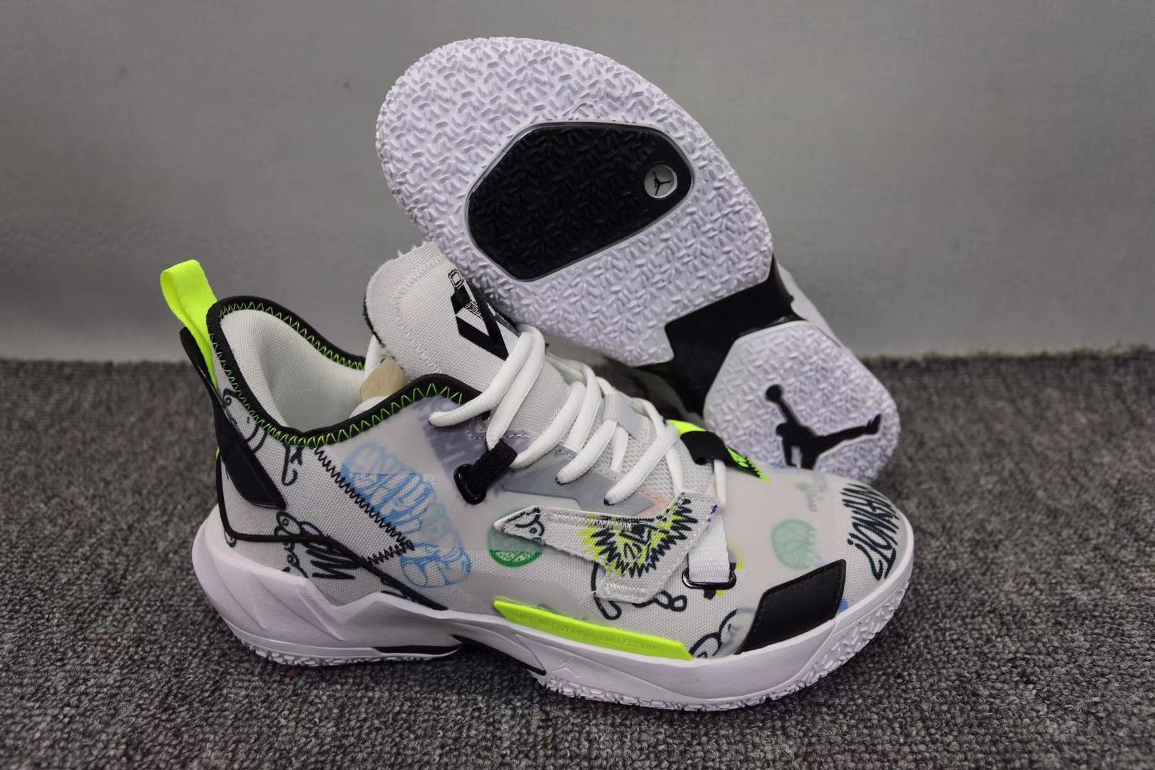 2021 Air Jordan Why Not Zer0.4 Graffiti White Black Green Basketball Shoes